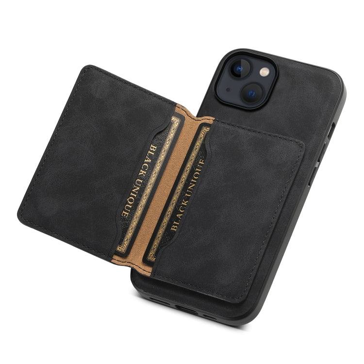 For iPhone 13 / 14 Denior D13 Retro Texture Leather MagSafe Card Bag Phone Case(Black) - HoMEdemic™ 