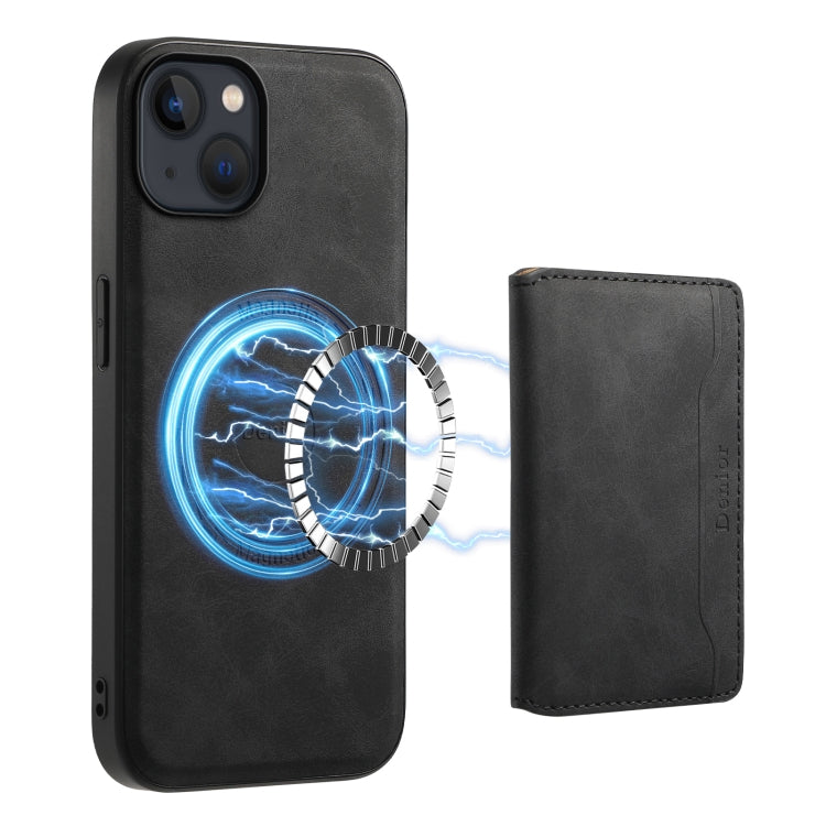 For iPhone 13 / 14 Denior D13 Retro Texture Leather MagSafe Card Bag Phone Case(Black) - HoMEdemic™ 