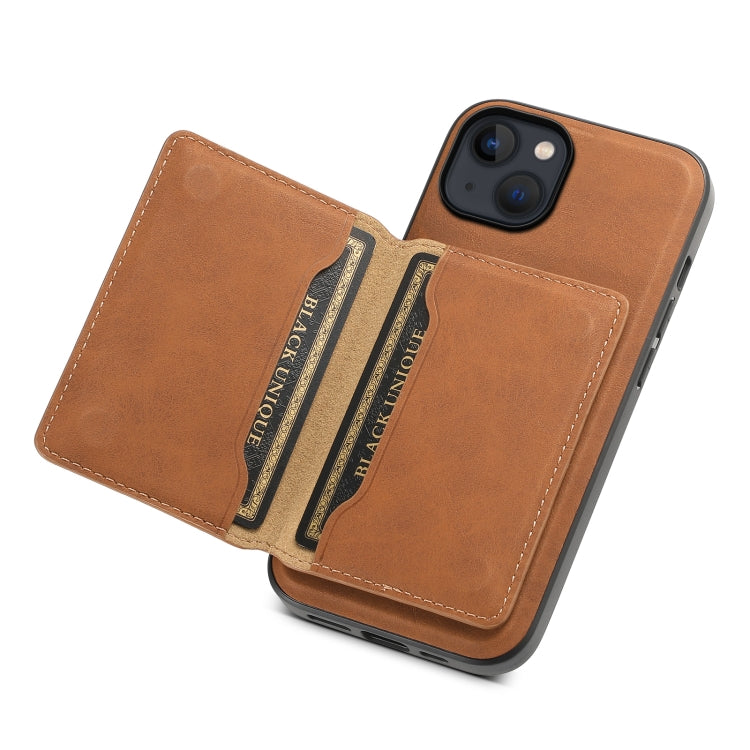 For iPhone 13 / 14 Denior D13 Retro Texture Leather MagSafe Card Bag Phone Case(Brown) - HoMEdemic™ 