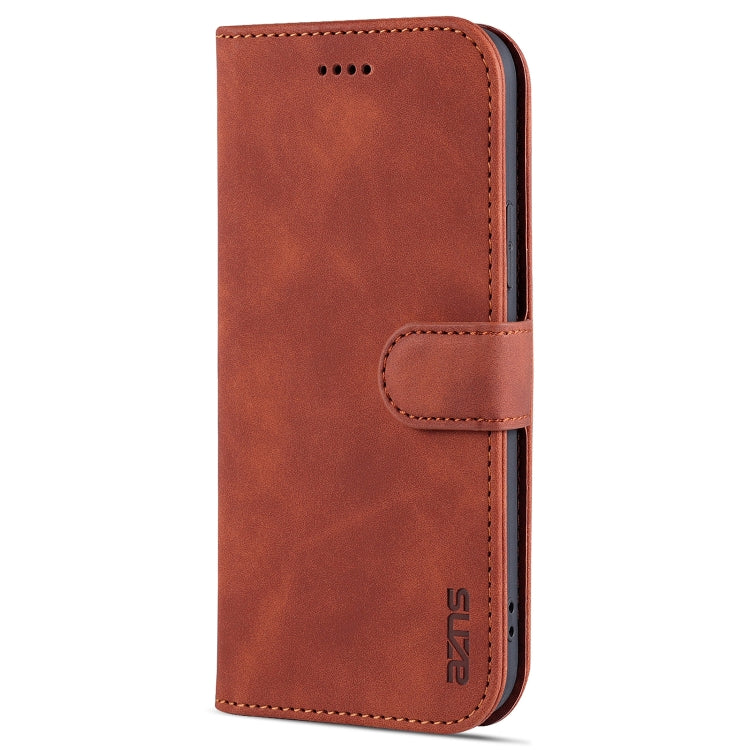 For iPhone 13 AZNS Skin Feel Calf Texture Horizontal Flip Leather Case with Card Slots & Holder & Wallet(Brown) - HoMEdemic™ 