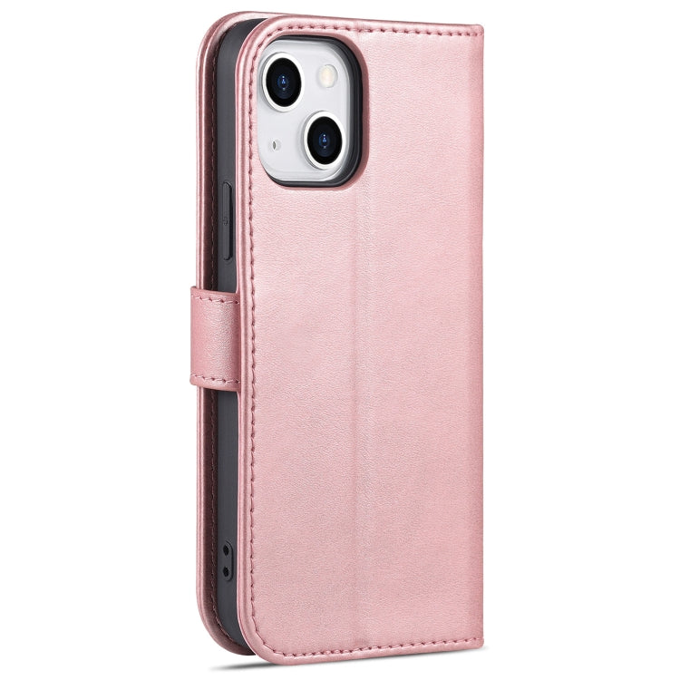 For iPhone 13 AZNS Skin Feel Calf Texture Horizontal Flip Leather Case with Card Slots & Holder & Wallet(Rose Gold) - HoMEdemic™ 