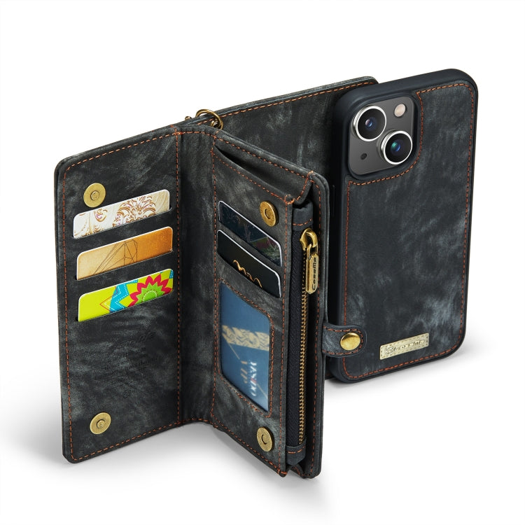 For iPhone 13 CaseMe-008 Detachable Multifunctional Horizontal Flip Leather Case with Card Slot & Holder & Zipper Wallet & Photo Frame(Black) - HoMEdemic™ 