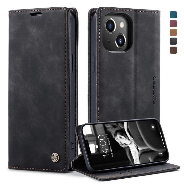 For iPhone 13 CaseMe-013 Multifunctional Retro Frosted Horizontal Flip Leather Case with Card Slot & Holder & Wallet(Black) - HoMEdemic™ 