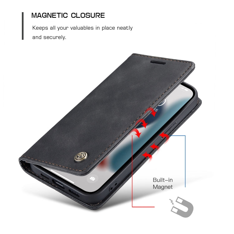 For iPhone 13 CaseMe-013 Multifunctional Retro Frosted Horizontal Flip Leather Case with Card Slot & Holder & Wallet(Black) - HoMEdemic™ 