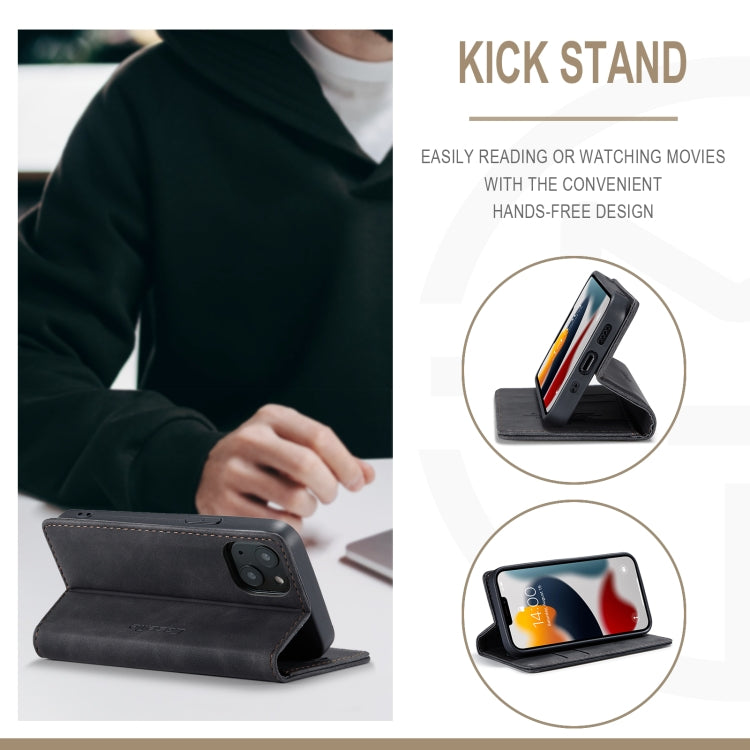 For iPhone 13 CaseMe-013 Multifunctional Retro Frosted Horizontal Flip Leather Case with Card Slot & Holder & Wallet(Black) - HoMEdemic™ 