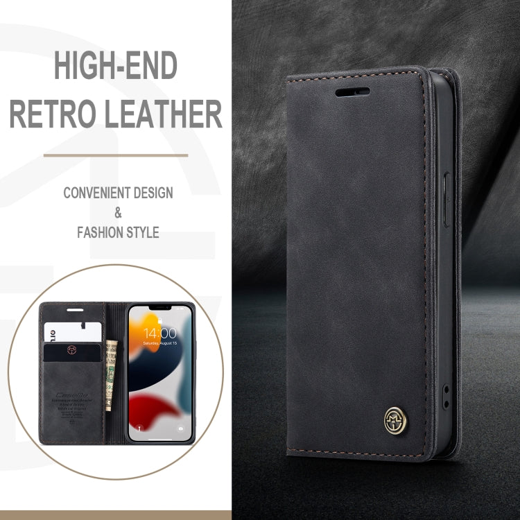 For iPhone 13 CaseMe-013 Multifunctional Retro Frosted Horizontal Flip Leather Case with Card Slot & Holder & Wallet(Black) - HoMEdemic™ 