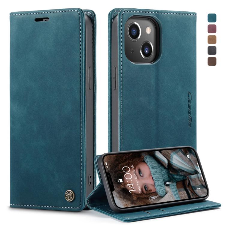 For iPhone 13 CaseMe-013 Multifunctional Retro Frosted Horizontal Flip Leather Case with Card Slot & Holder & Wallet(Blue) - HoMEdemic™ 