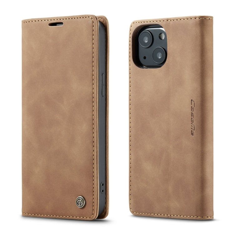 For iPhone 13 CaseMe-013 Multifunctional Retro Frosted Horizontal Flip Leather Case with Card Slot & Holder & Wallet(Brown) - HoMEdemic™ 