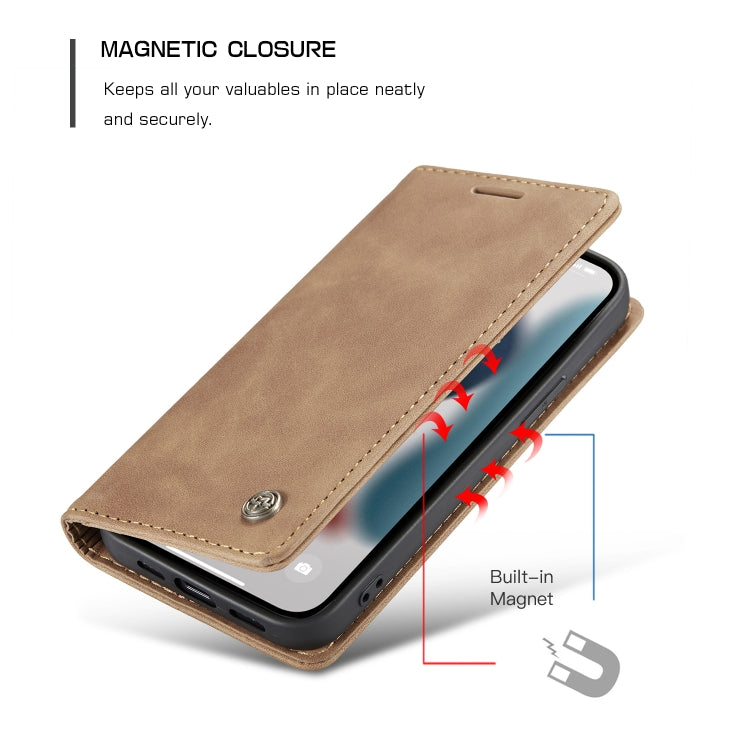 For iPhone 13 CaseMe-013 Multifunctional Retro Frosted Horizontal Flip Leather Case with Card Slot & Holder & Wallet(Brown) - HoMEdemic™ 