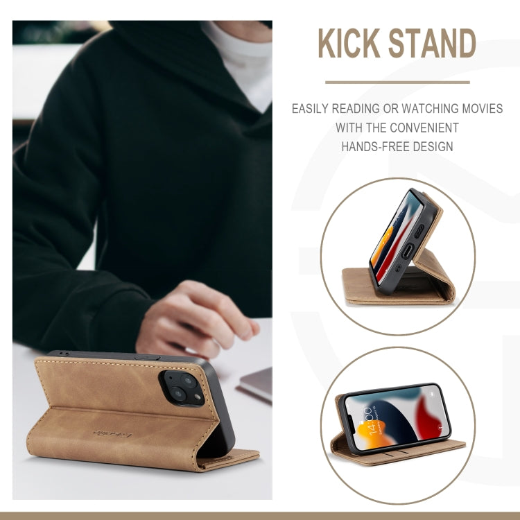 For iPhone 13 CaseMe-013 Multifunctional Retro Frosted Horizontal Flip Leather Case with Card Slot & Holder & Wallet(Brown) - HoMEdemic™ 