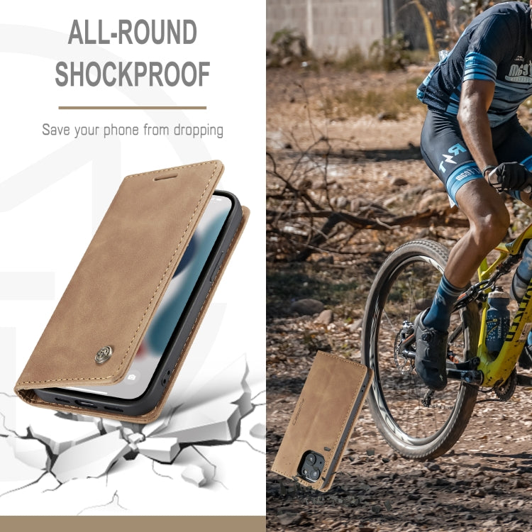 For iPhone 13 CaseMe-013 Multifunctional Retro Frosted Horizontal Flip Leather Case with Card Slot & Holder & Wallet(Brown) - HoMEdemic™ 