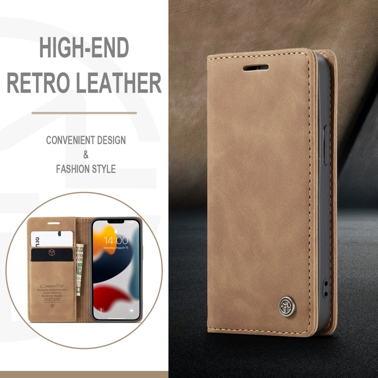 For iPhone 13 CaseMe-013 Multifunctional Retro Frosted Horizontal Flip Leather Case with Card Slot & Holder & Wallet(Brown) - HoMEdemic™ 