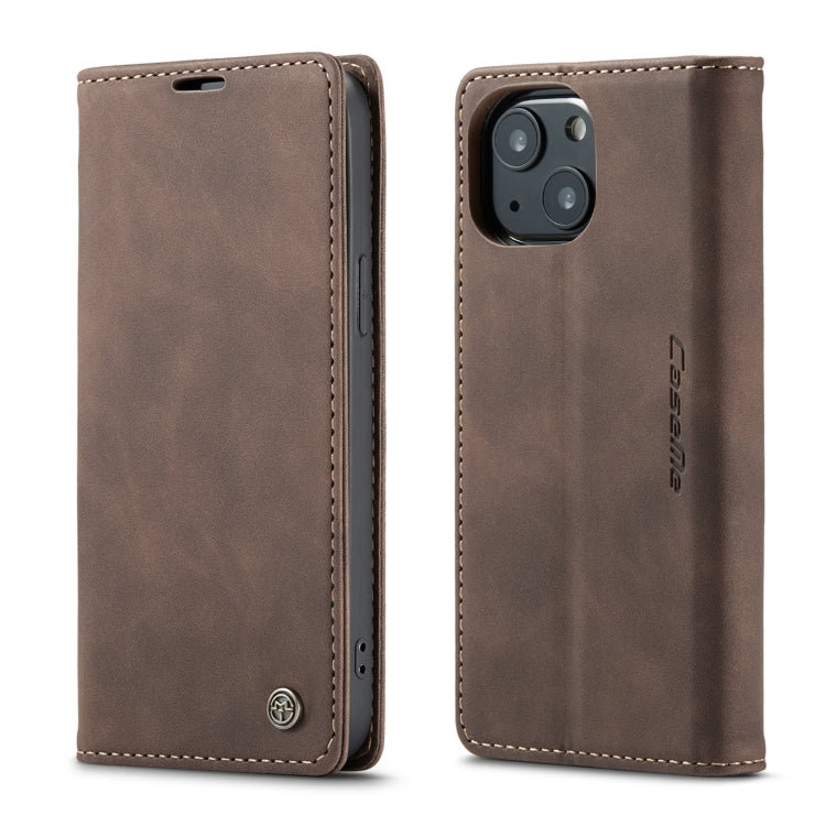 For iPhone 13 CaseMe-013 Multifunctional Retro Frosted Horizontal Flip Leather Case with Card Slot & Holder & Wallet(Coffee) - HoMEdemic™ 