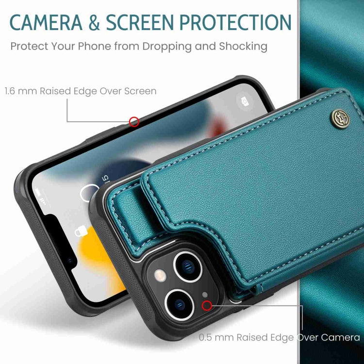 For iPhone 13 CaseMe C22 Card Slots Holder RFID Anti-theft Phone Case(Blue Green) - HoMEdemic™ 