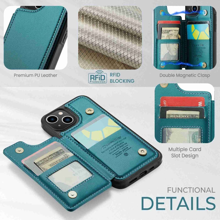 For iPhone 13 CaseMe C22 Card Slots Holder RFID Anti-theft Phone Case(Blue Green) - HoMEdemic™ 