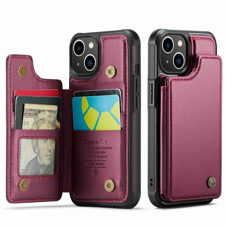 For iPhone 13 CaseMe C22 Card Slots Holder RFID Anti-theft Phone Case(Wine Red) - HoMEdemic™ 