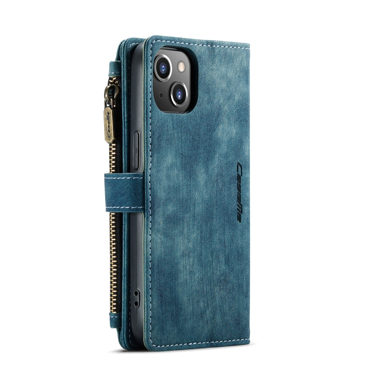 For iPhone 13 CaseMe-C30 PU + TPU Multifunctional Horizontal Flip Leather Case with Holder & Card Slot & Wallet & Zipper Pocket(Blue) - HoMEdemic™ 