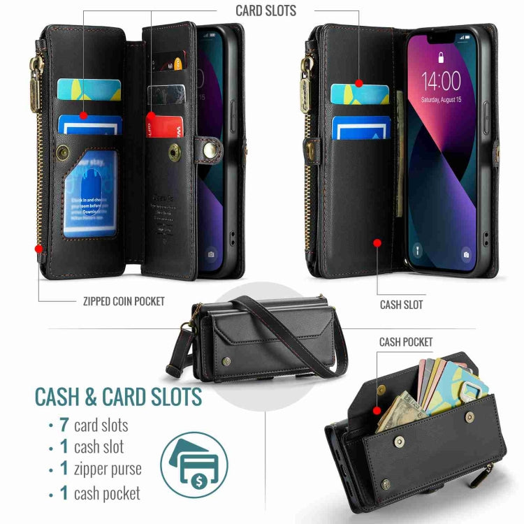 For iPhone 13 CaseMe C36 Card Slots Zipper Wallet RFID Anti-theft Leather Phone Case(Black) - HoMEdemic™ 