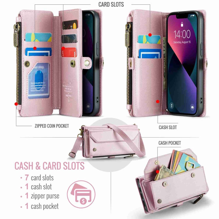 For iPhone 13 CaseMe C36 Card Slots Zipper Wallet RFID Anti-theft Leather Phone Case(Pink) - HoMEdemic™ 