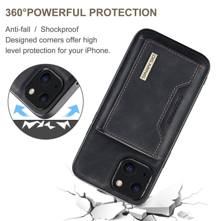 For iPhone 13 DG.MING M2 Series 3-Fold Card Bag Shockproof Case with Wallet & Holder Function(Black) - HoMEdemic™ 