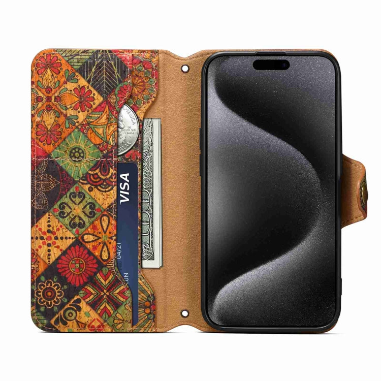 For iPhone 13 Denior Flower Language Series Cork Fabric Oil Edge Leather Phone Case(Autumn) - HoMEdemic™ 