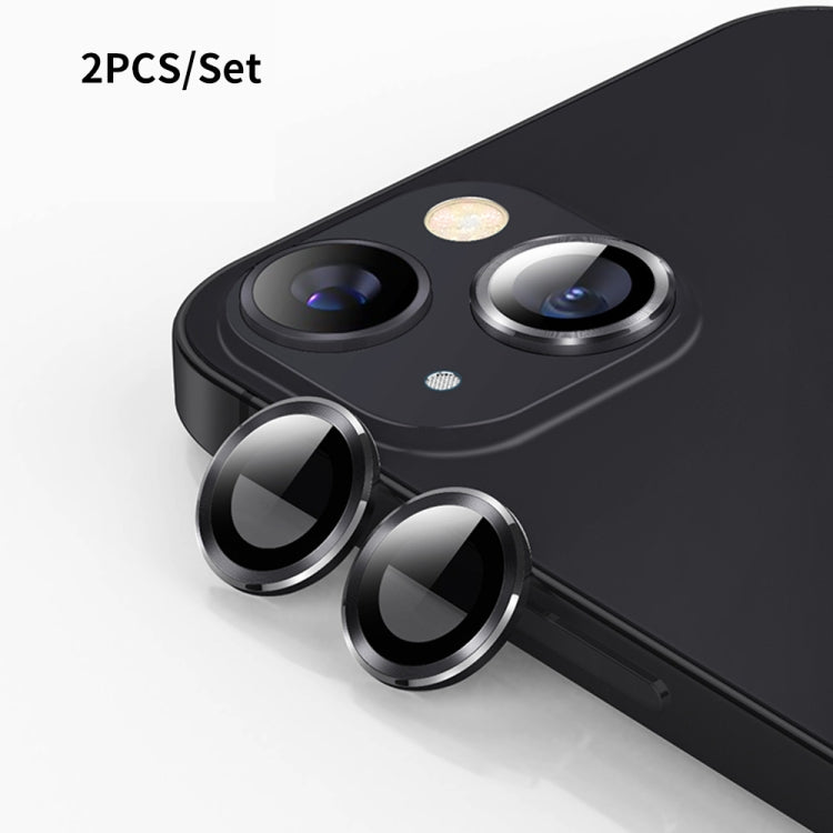 For iPhone 13 ENKAY Hat-Prince Aluminium Alloy + Tempered Glass Camera Lens Cover Film Ring(Black) - HoMEdemic™ 