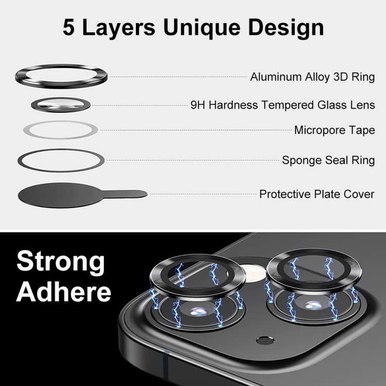 For iPhone 13 ENKAY Hat-Prince Aluminium Alloy + Tempered Glass Camera Lens Cover Film Ring(Colorful) - HoMEdemic™ 