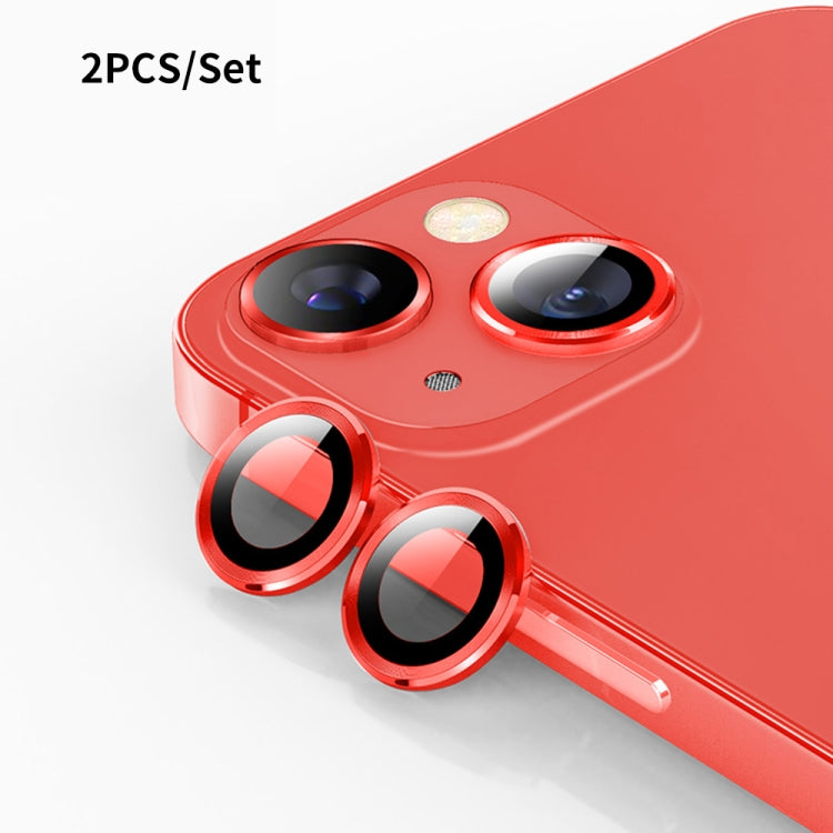 For iPhone 13 ENKAY Hat-Prince Aluminium Alloy + Tempered Glass Camera Lens Cover Film Ring(Red) - HoMEdemic™ 