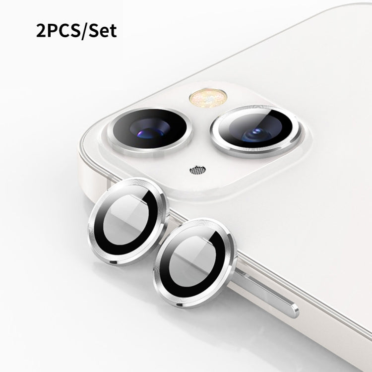 For iPhone 13 ENKAY Hat-Prince Aluminium Alloy + Tempered Glass Camera Lens Cover Film Ring(Silver) - HoMEdemic™ 