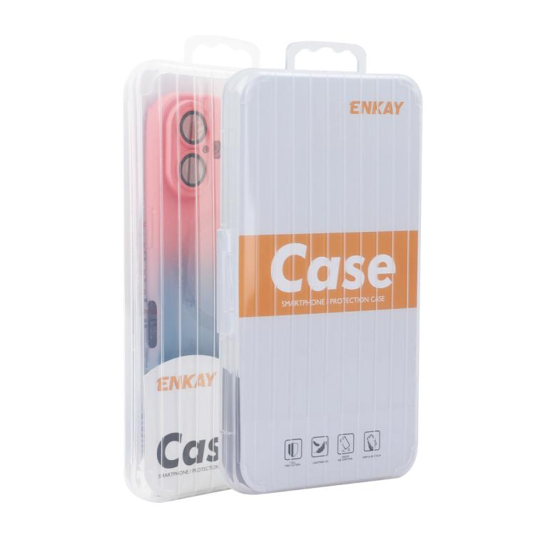 For iPhone 13 ENKAY Hat-Prince MagSafe Rainbow Gradient Silicone Phone Case with Lens Film(Purple Blue) - HoMEdemic™ 