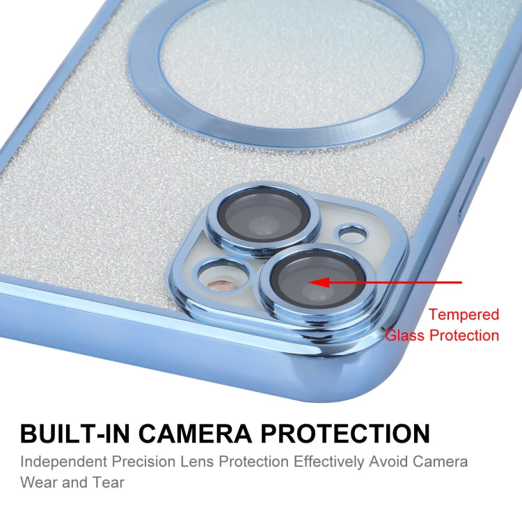 For iPhone 13 ENKAY Hat-Prince Magnetic Glitter Plated Shockproof Phone Case with Lens Film(Blue) - HoMEdemic™ 