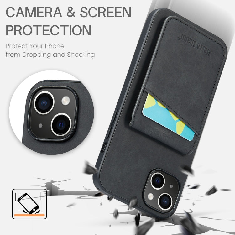 For iPhone 13 Fierre Shann Crazy Horse Card Holder Back Cover PU Phone Case(Black) - HoMEdemic™ 