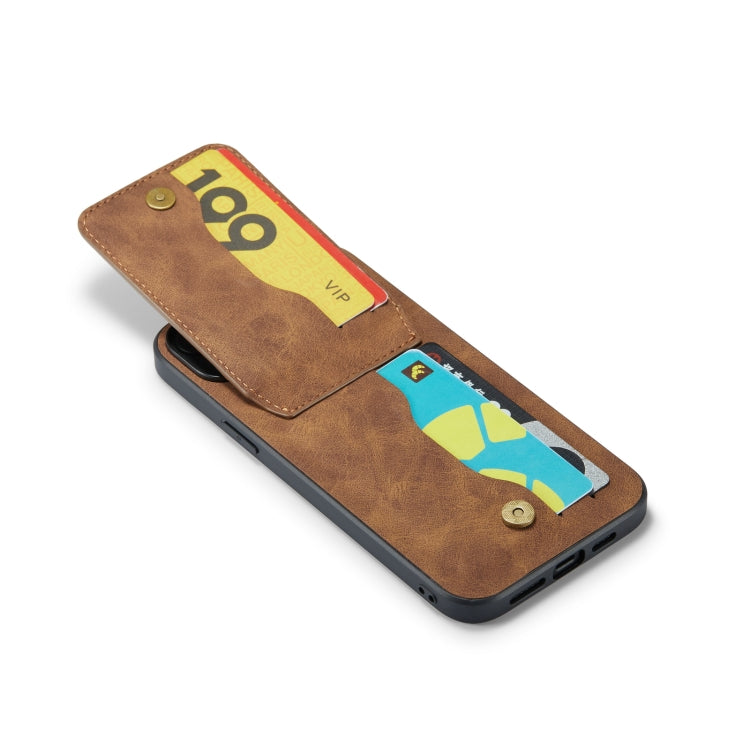 For iPhone 13 Fierre Shann Crazy Horse Card Holder Back Cover PU Phone Case(Brown) - HoMEdemic™ 