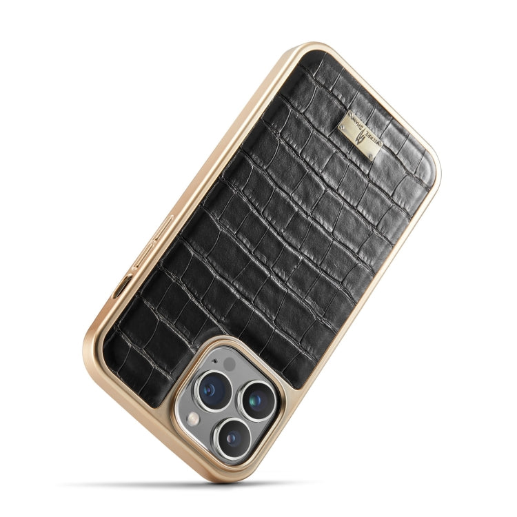 For iPhone 13 Fierre Shann Crocodile Texture Electroplating PU Phone Case(Black) - HoMEdemic™ 