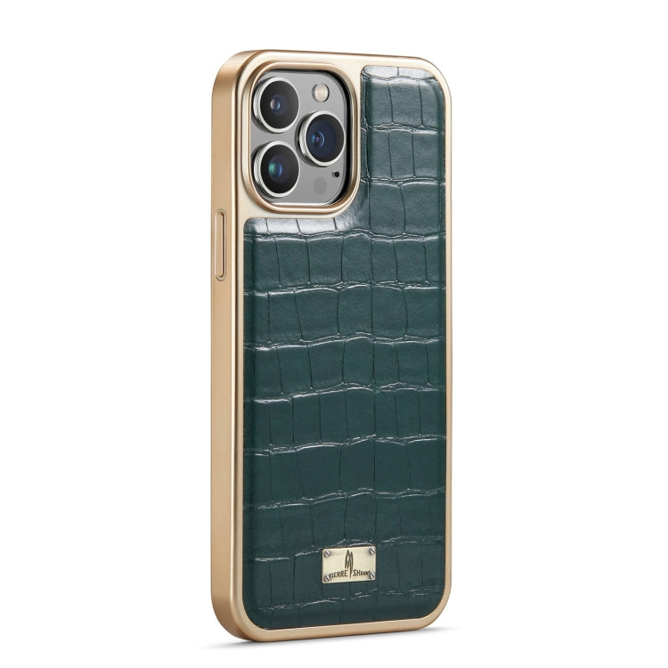 For iPhone 13 Fierre Shann Crocodile Texture Electroplating PU Phone Case(Green) - HoMEdemic™ 