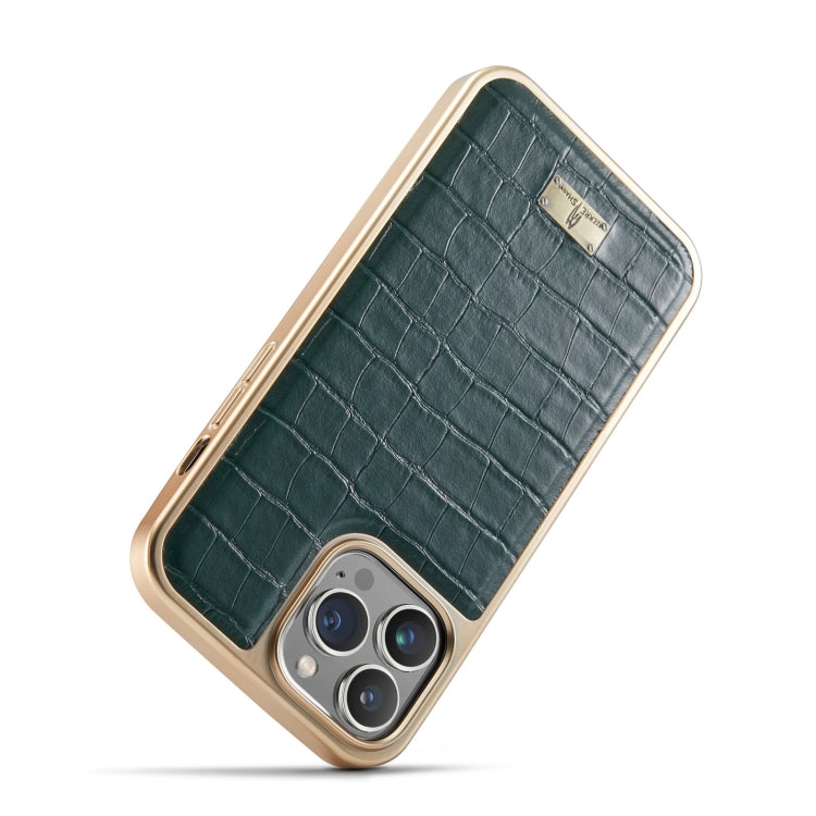 For iPhone 13 Fierre Shann Crocodile Texture Electroplating PU Phone Case(Green) - HoMEdemic™ 