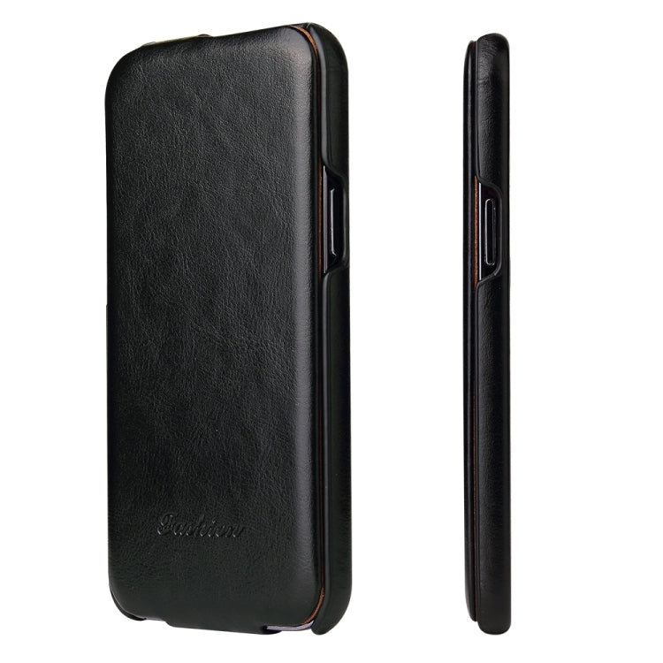 For iPhone 13 Fierre Shann Retro Oil Wax Texture Vertical Flip PU Leather Case(Black) - HoMEdemic™ 