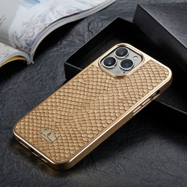 For iPhone 13 Fierre Shann Snake Texture Electroplating PU Phone Case(White) - HoMEdemic™ 