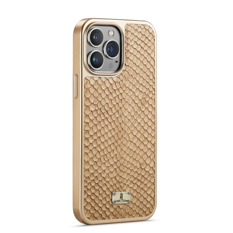 For iPhone 13 Fierre Shann Snake Texture Electroplating PU Phone Case(White) - HoMEdemic™ 