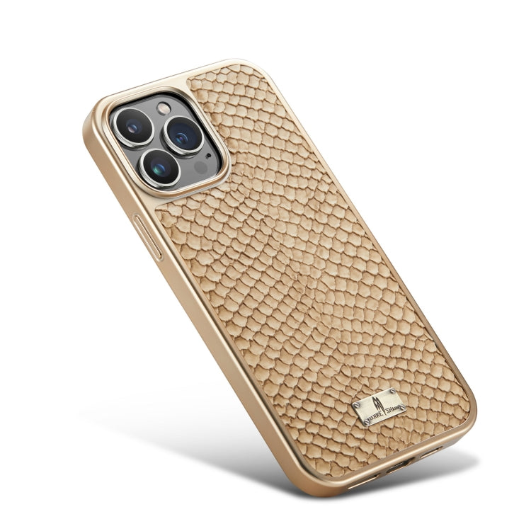 For iPhone 13 Fierre Shann Snake Texture Electroplating PU Phone Case(White) - HoMEdemic™ 