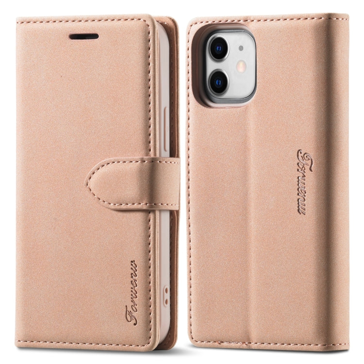 For iPhone 13 Forwenw F1 Series Matte Strong Magnetism Horizontal Flip Leather Case with Holder & Card Slots & Wallet & Photo Frame(Rose Gold) - HoMEdemic™ 