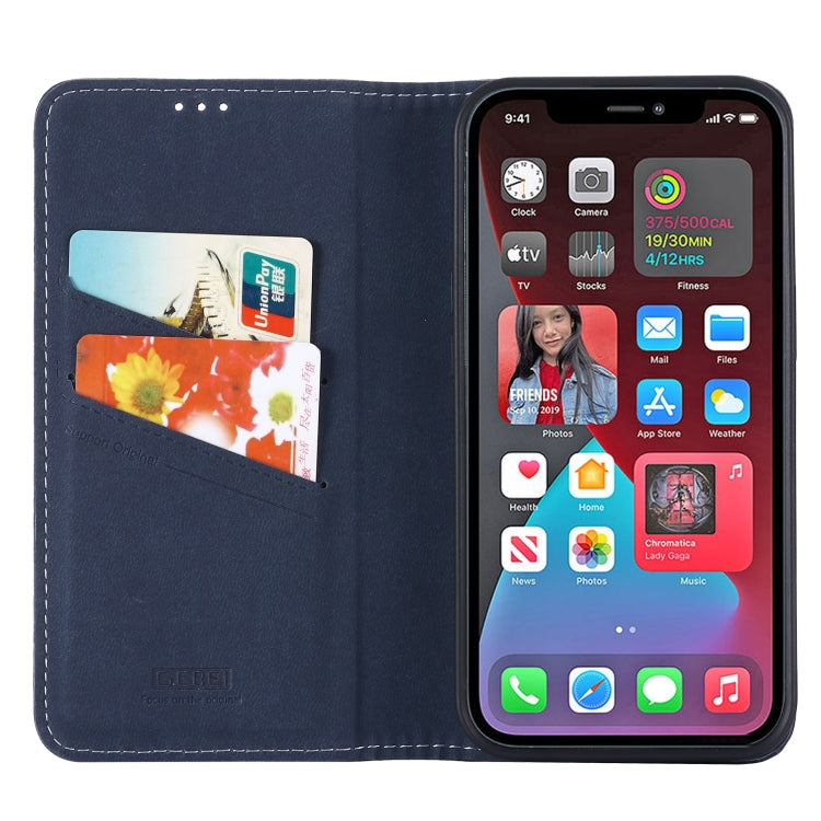 For iPhone 13 GEBEI PU+TPU Horizontal Flip Protective Case with Holder & Card Slots(Blue) - HoMEdemic™ 
