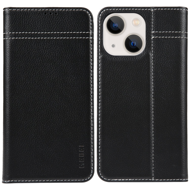 For iPhone 13 GEBEI Top-grain Horizontal Flip Leather Phone Case(Black) - HoMEdemic™ 