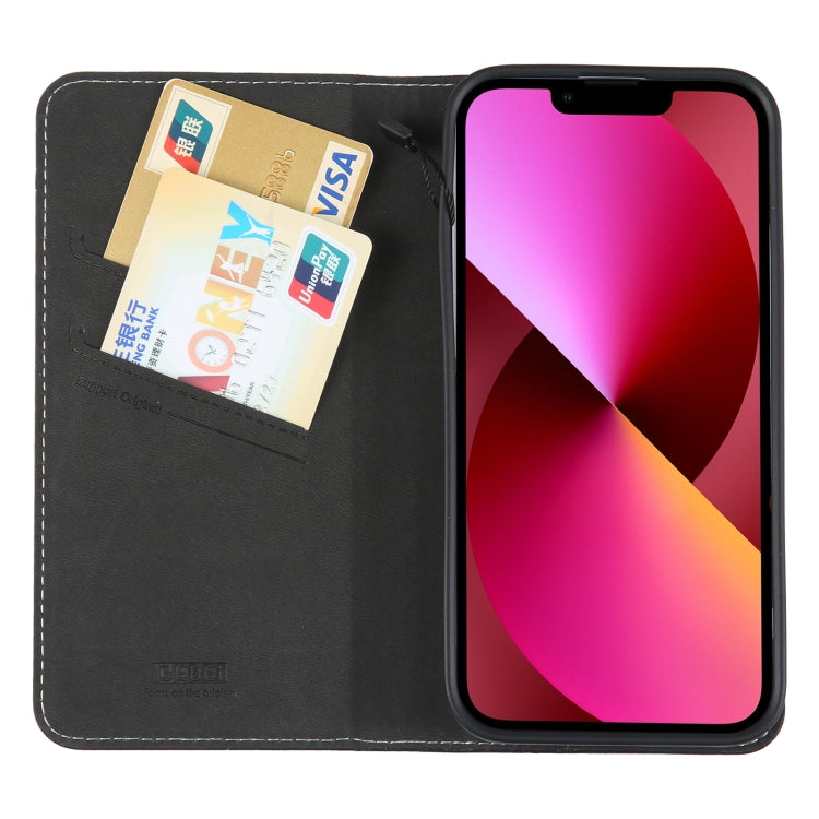 For iPhone 13 GEBEI Top-grain Horizontal Flip Leather Phone Case(Black) - HoMEdemic™ 
