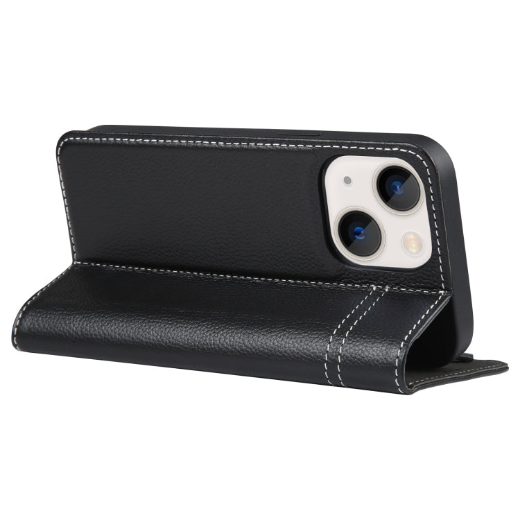 For iPhone 13 GEBEI Top-grain Horizontal Flip Leather Phone Case(Black) - HoMEdemic™ 