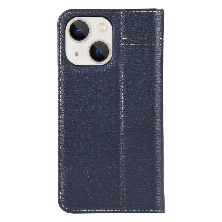 For iPhone 13 GEBEI Top-grain Horizontal Flip Leather Phone Case(Blue) - HoMEdemic™ 