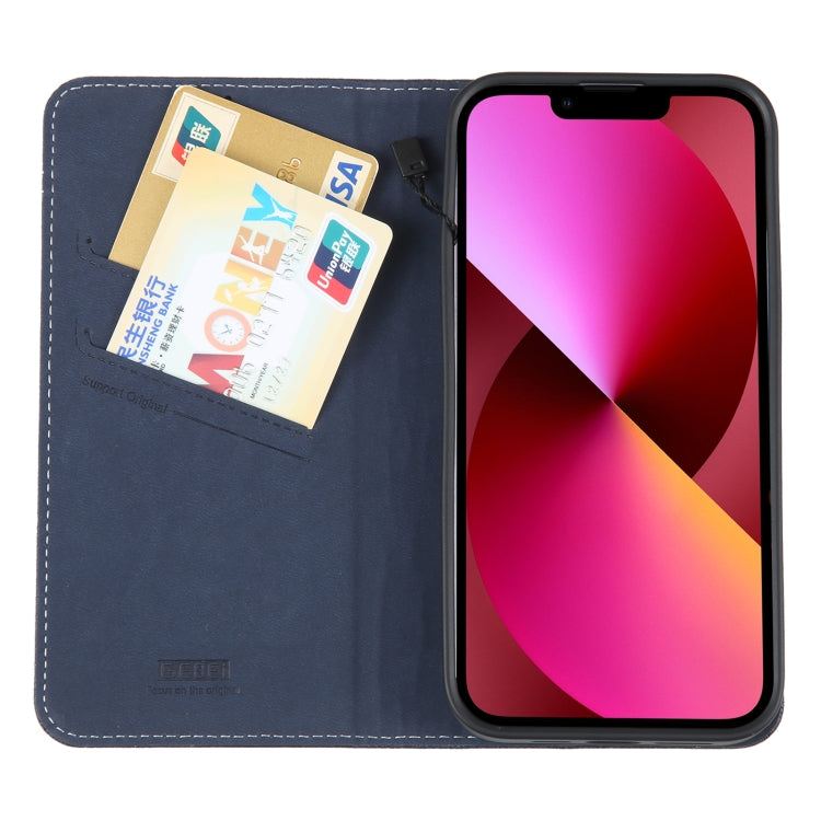 For iPhone 13 GEBEI Top-grain Horizontal Flip Leather Phone Case(Blue) - HoMEdemic™ 