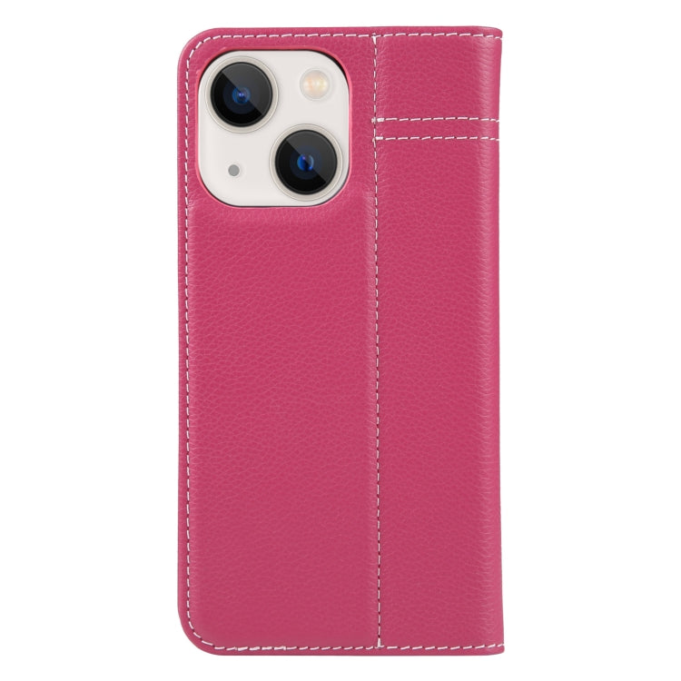 For iPhone 13 GEBEI Top-grain Horizontal Flip Leather Phone Case(Rose Red) - HoMEdemic™ 