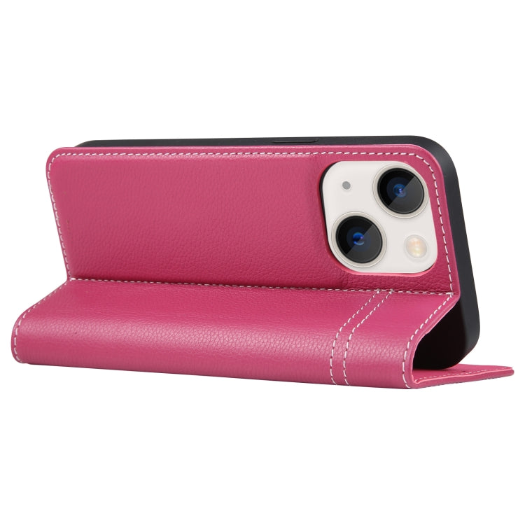 For iPhone 13 GEBEI Top-grain Horizontal Flip Leather Phone Case(Rose Red) - HoMEdemic™ 