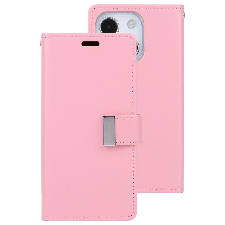 For iPhone 13 GOOSPERY RICH DIARY Crazy Horse Texture Horizontal Flip Leather Case with Holder & Card Slots & Wallet(Pink) - HoMEdemic™ 